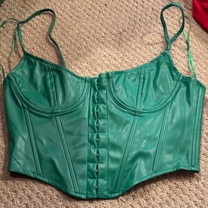 The Vintage Shop Emerald Leather Crop Top